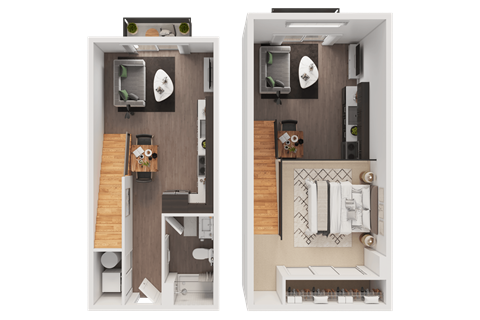 Floor plan for 1 bed, 1 bath, 588 sqft